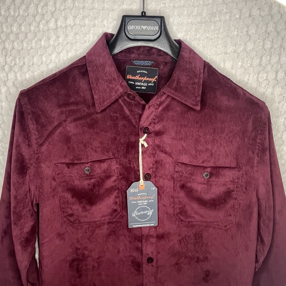 Weatherproof Vintage Men's Corduroy Unlined Shirt Jacket Small Red